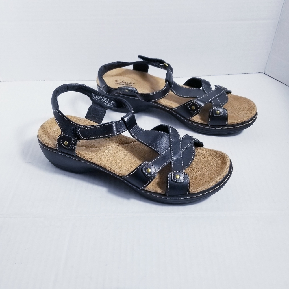 CLARK WOMEN'S DARK BROWN VELCRO SANDALS SIZE 7